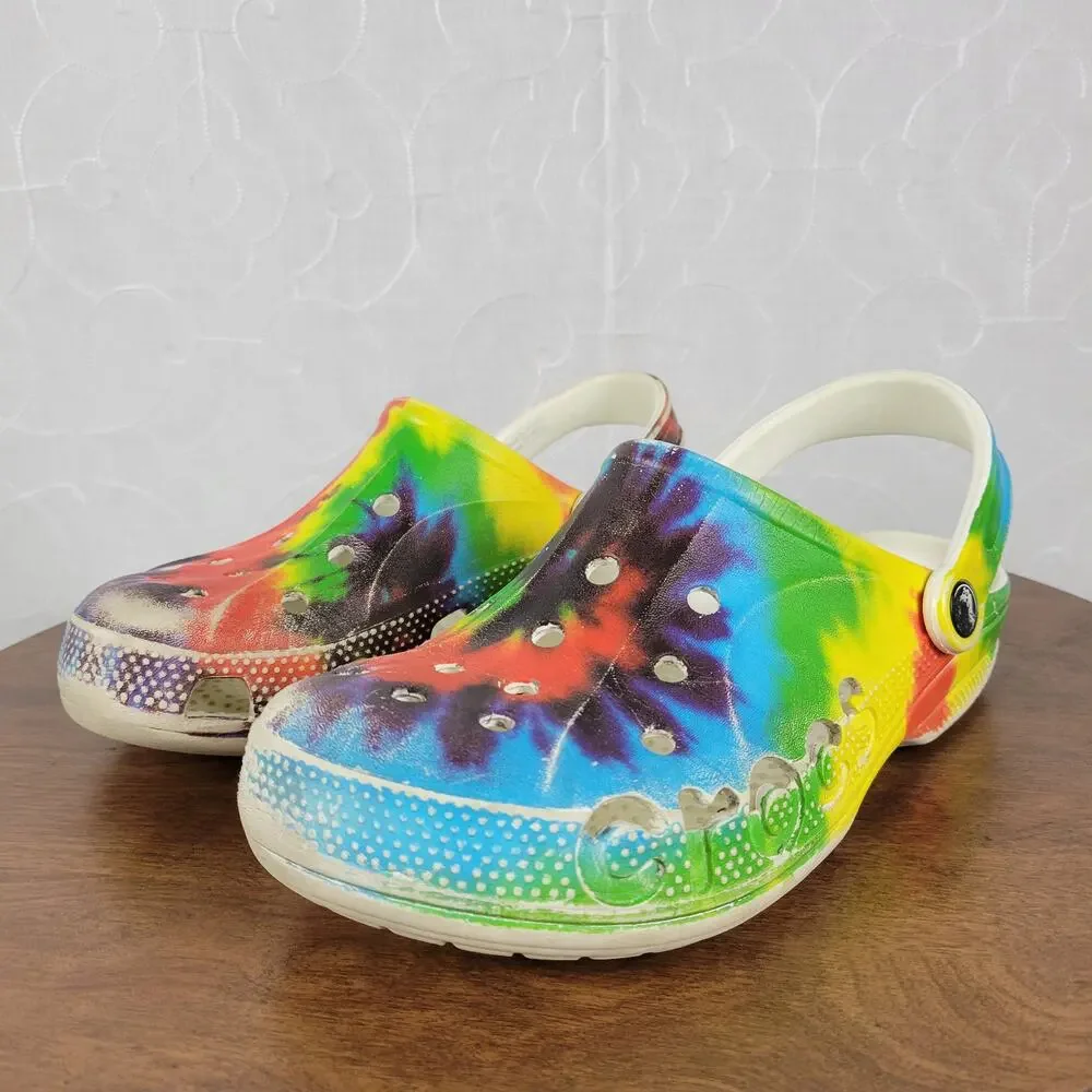 Crocs Sandals 6M/8W Muticolor Tie Dye Classic Graphic Unisex Slingback - Picture 1 of 13